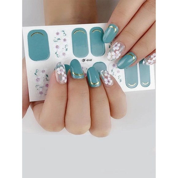 Floral Blue Nail Wrap - Picture 4 of 5